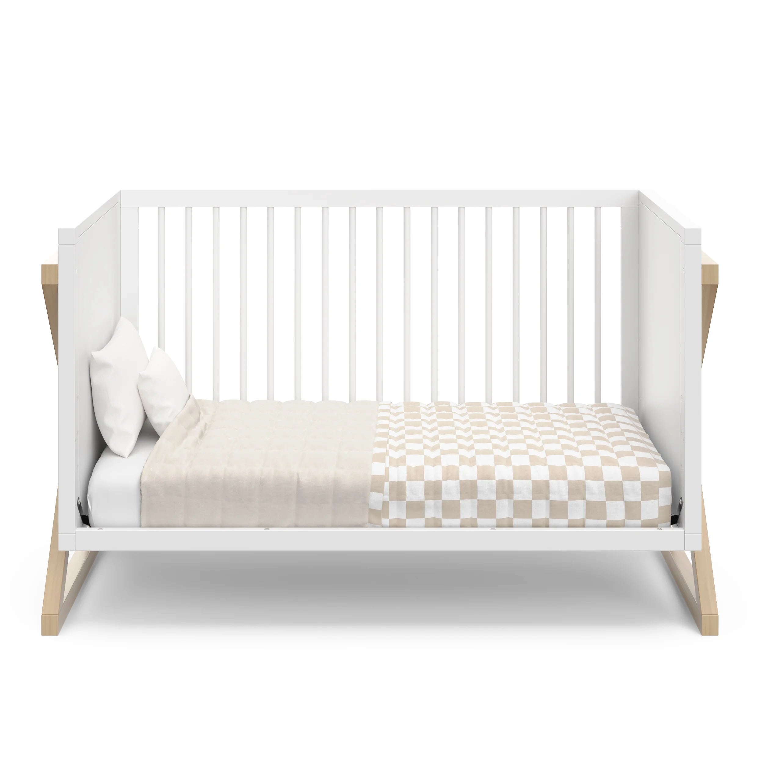 Equinox 3-In-1 Convertible Baby Crib, White with Driftwood