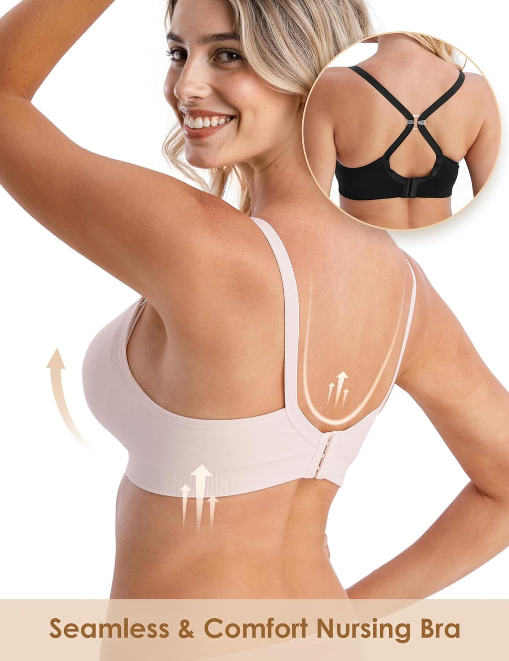 Maternity Nursing Bras for Breastfeeding, 3 Pack Pregnancy Deep V Neck Wireless