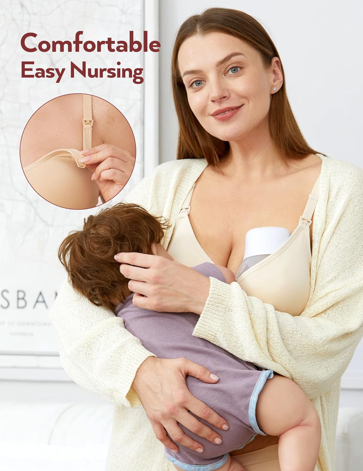 Maternity Nursing Bras for Breastfeeding, 3 Pack Pregnancy Deep V Neck Wireless