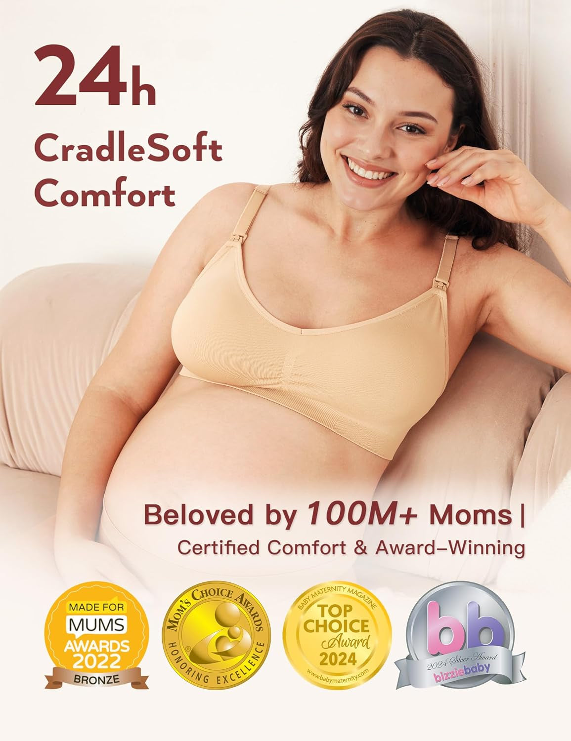 Maternity Nursing Bras for Breastfeeding, 3 Pack Pregnancy Deep V Neck Wireless