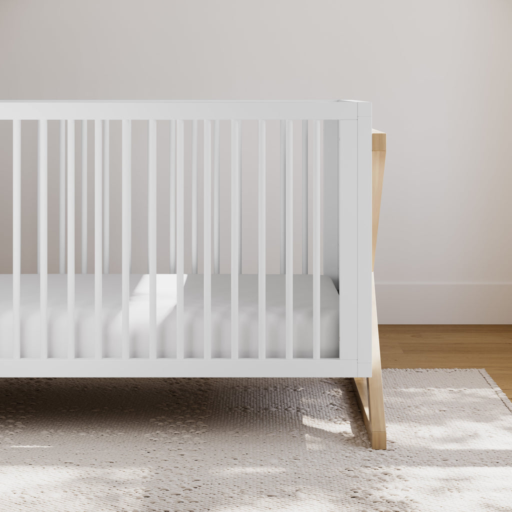 Equinox 3-In-1 Convertible Baby Crib, White with Driftwood