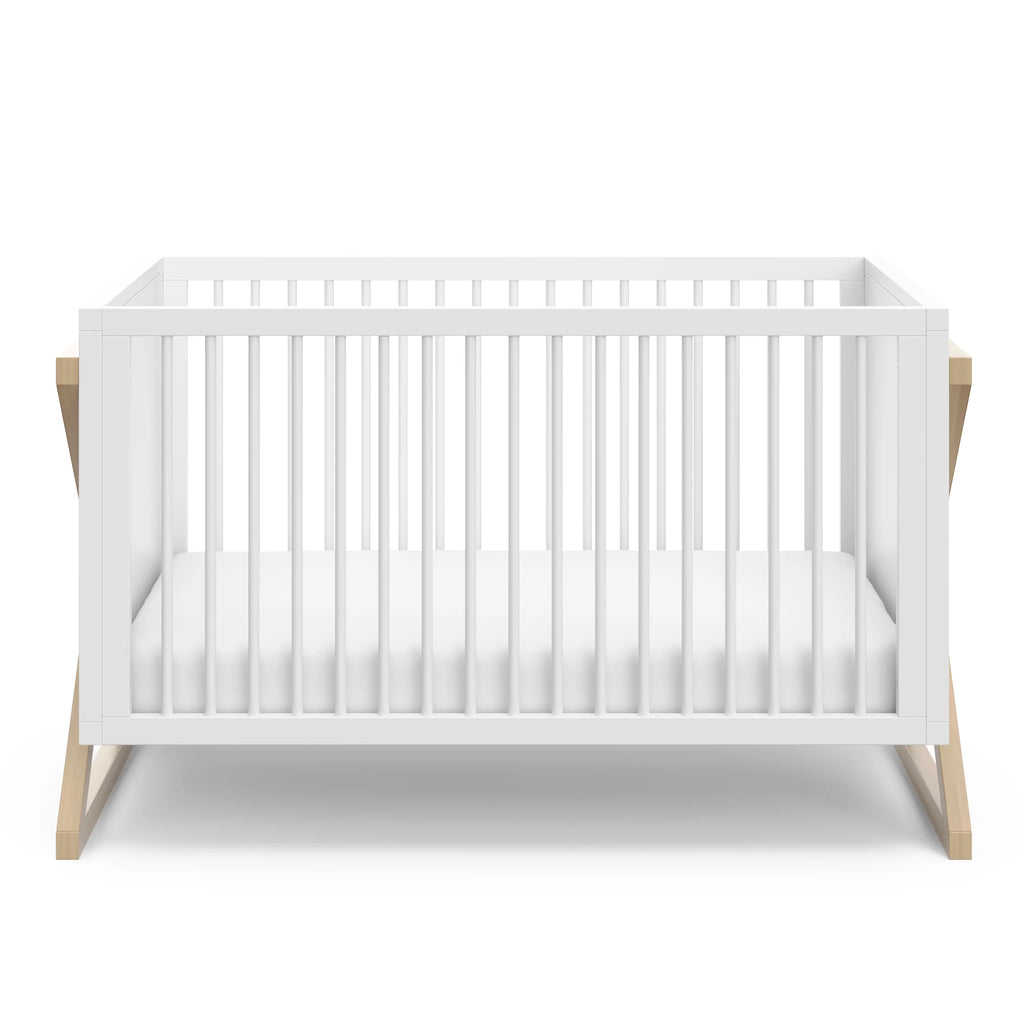 Equinox 3-In-1 Convertible Baby Crib, White with Driftwood
