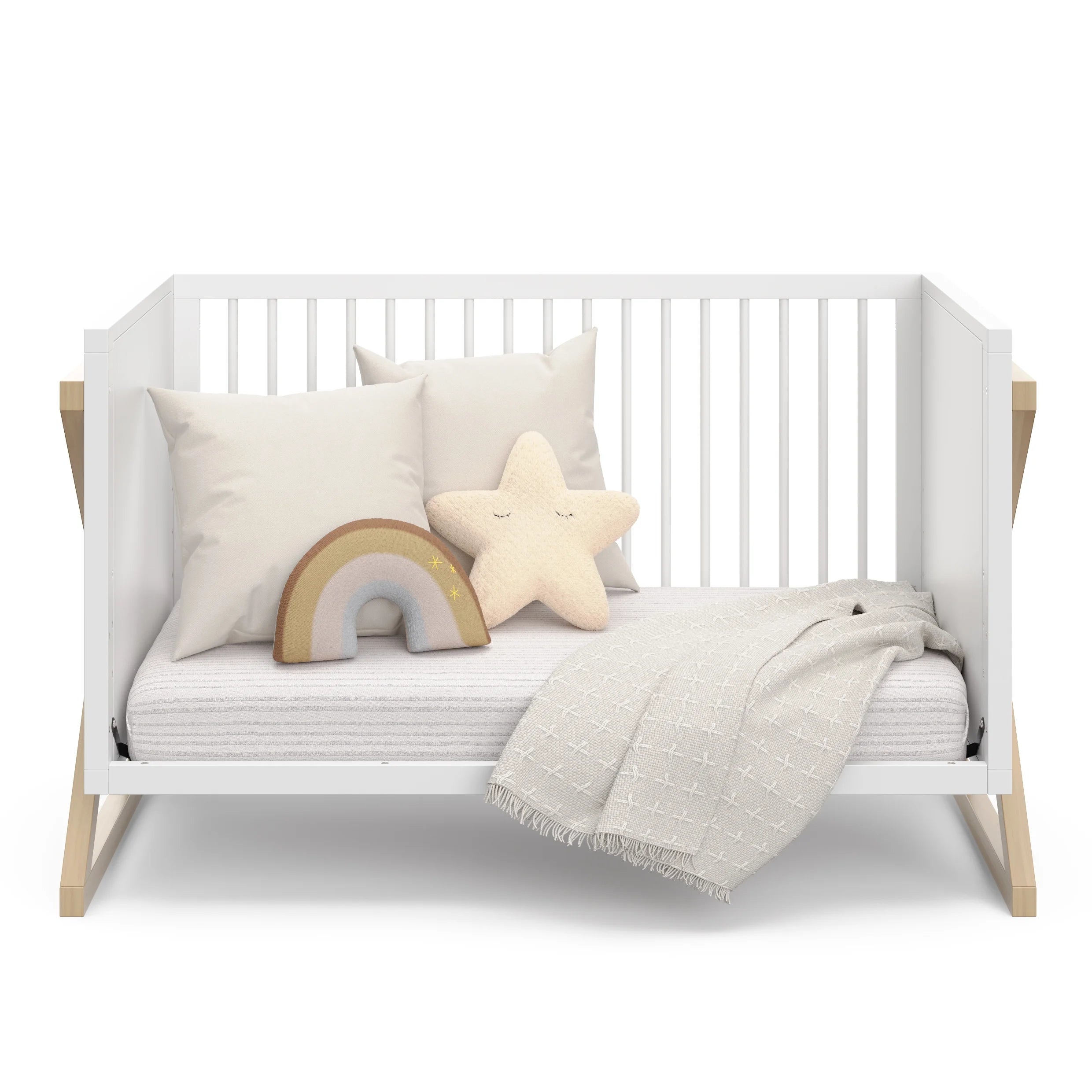 Equinox 3-In-1 Convertible Baby Crib, White with Driftwood