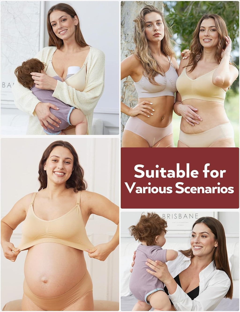 Maternity Nursing Bras for Breastfeeding, 3 Pack Pregnancy Deep V Neck Wireless