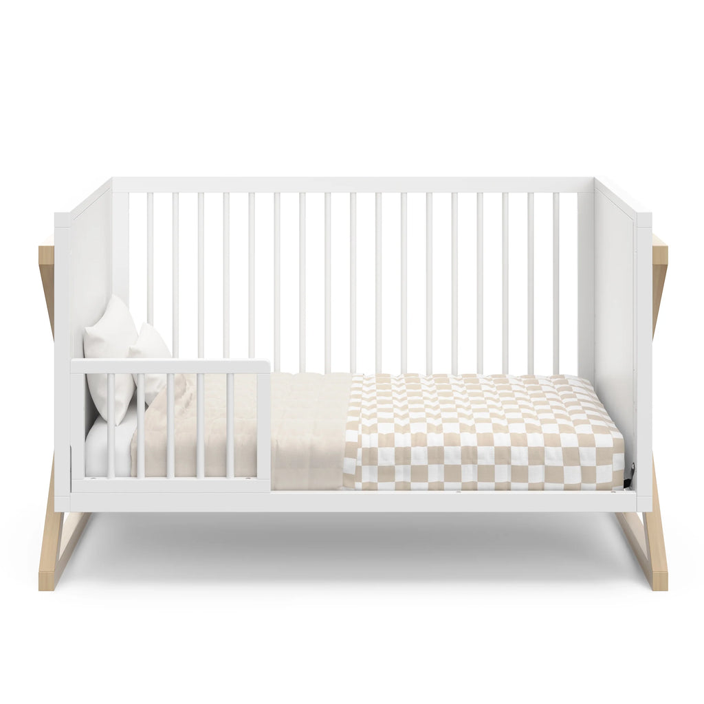 Equinox 3-In-1 Convertible Baby Crib, White with Driftwood