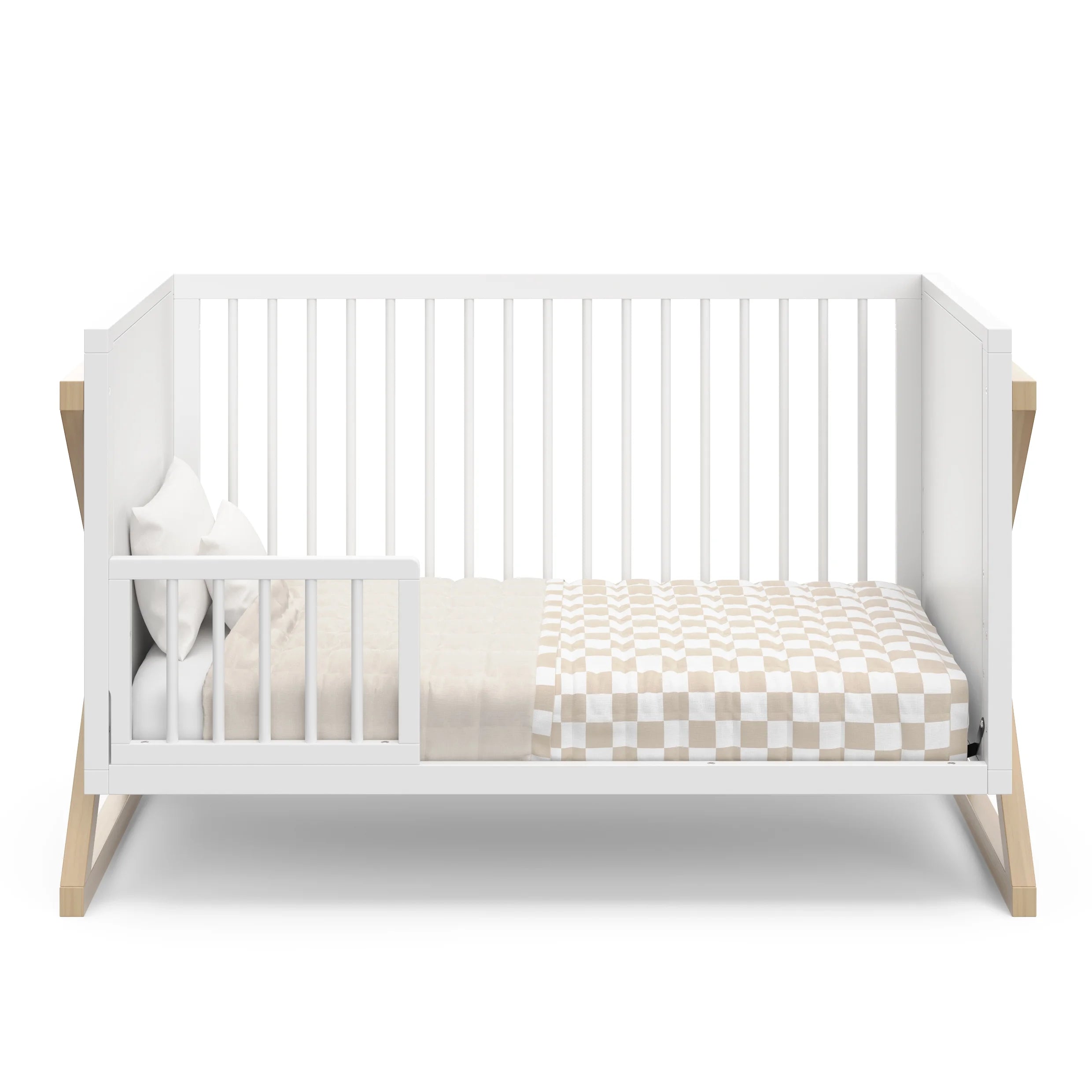 Equinox 3-In-1 Convertible Baby Crib, White with Driftwood