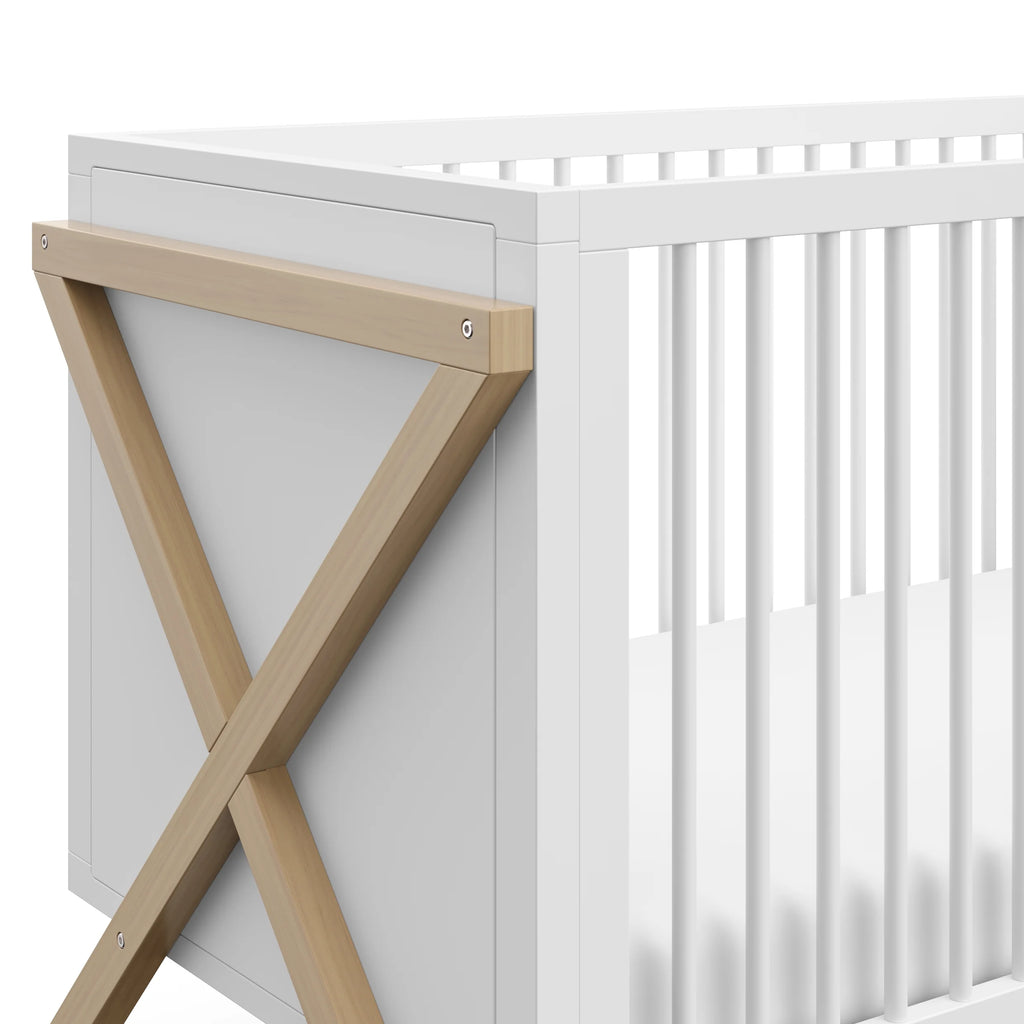Equinox 3-In-1 Convertible Baby Crib, White with Driftwood