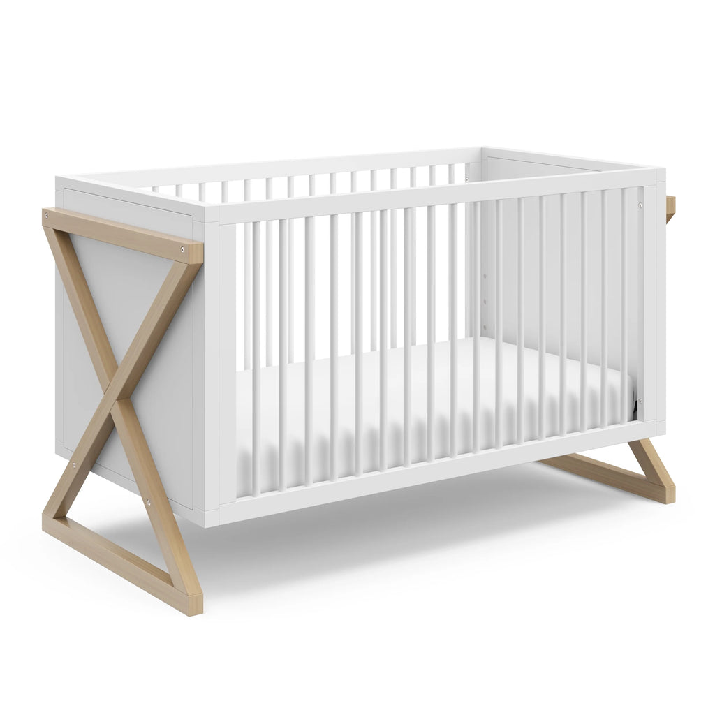 Equinox 3-In-1 Convertible Baby Crib, White with Driftwood