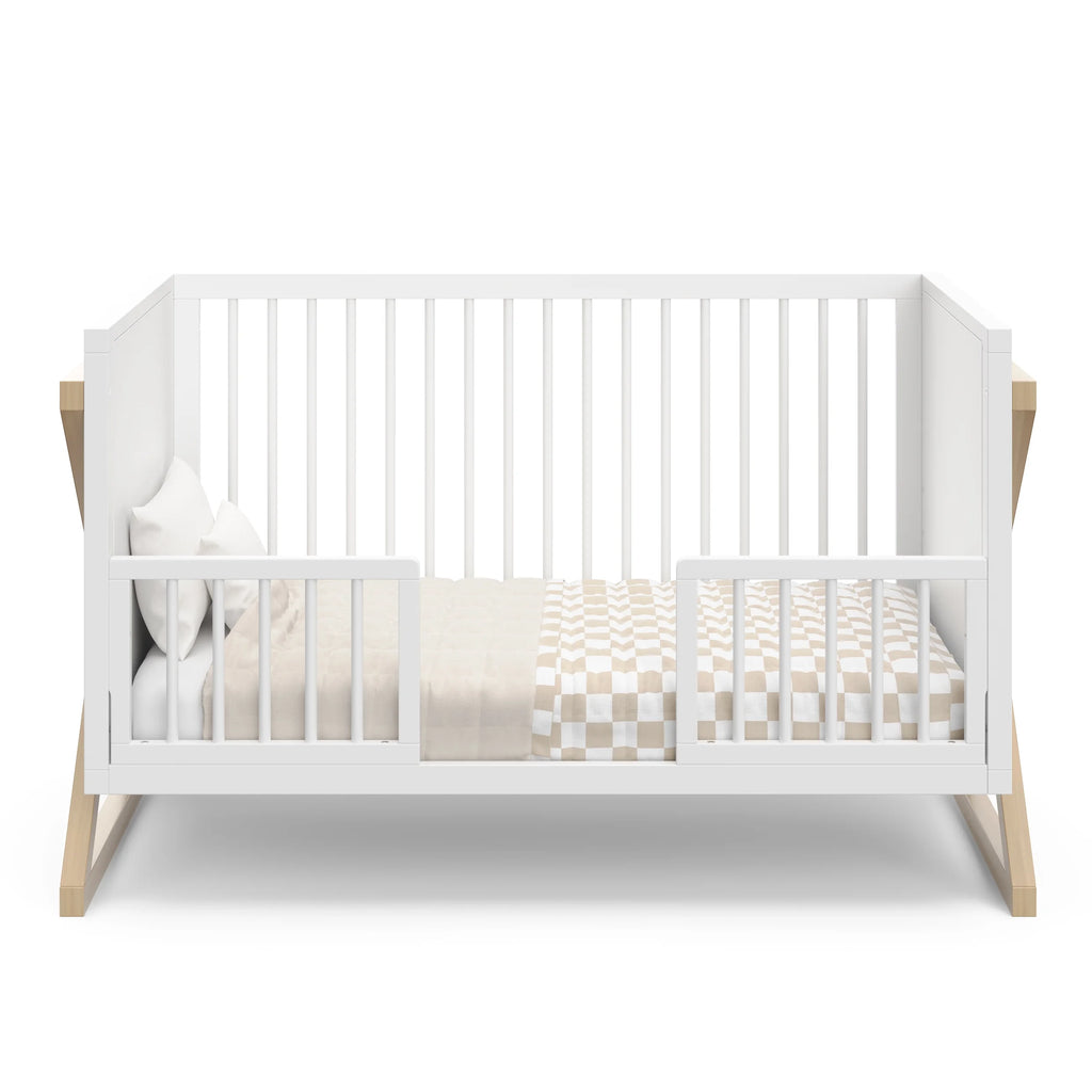 Equinox 3-In-1 Convertible Baby Crib, White with Driftwood
