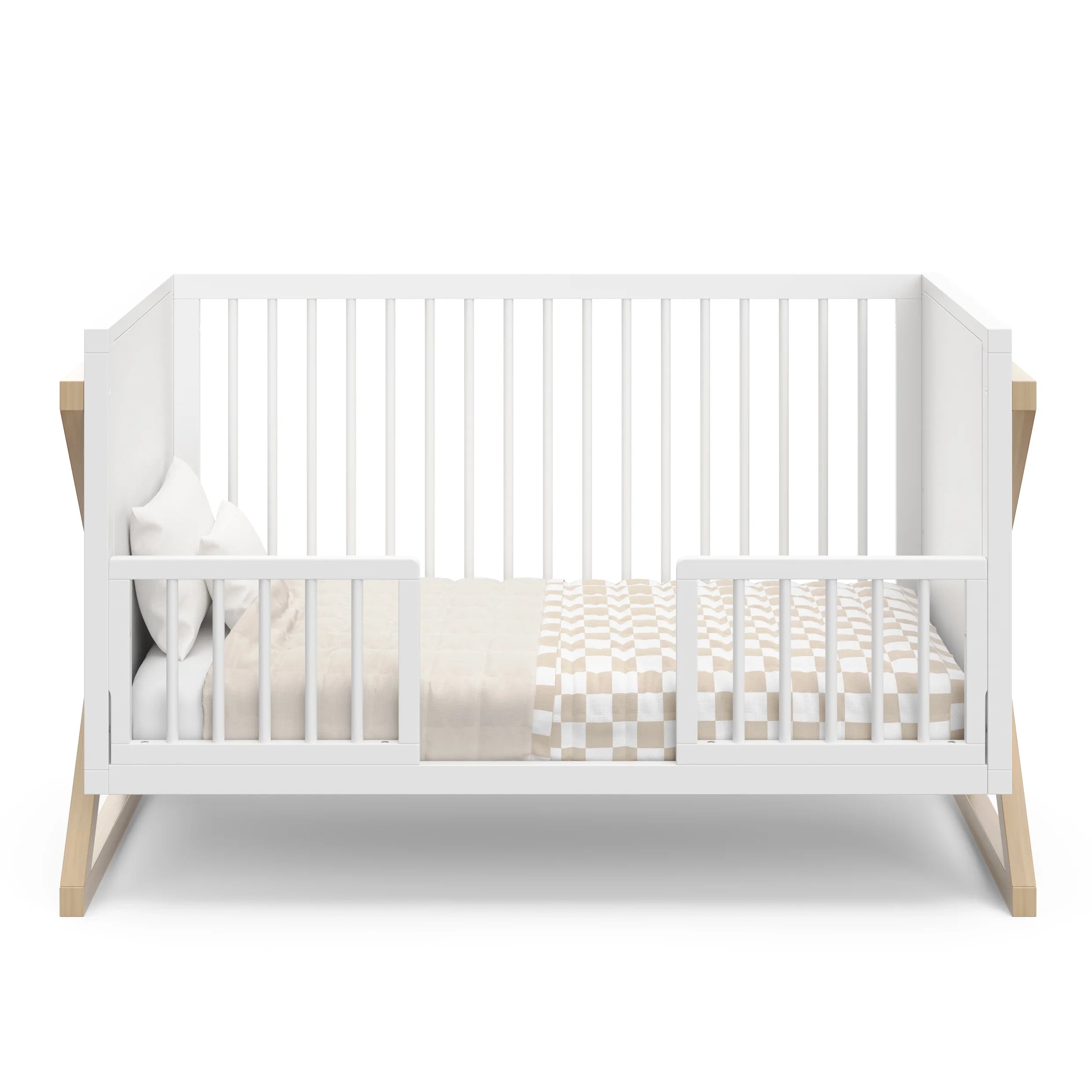 Equinox 3-In-1 Convertible Baby Crib, White with Driftwood